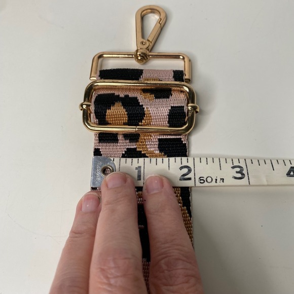 Set of 2 Adjustable Purse Straps Leopard Animal Print and Glitter Stripe Gold - Picture 6 of 7